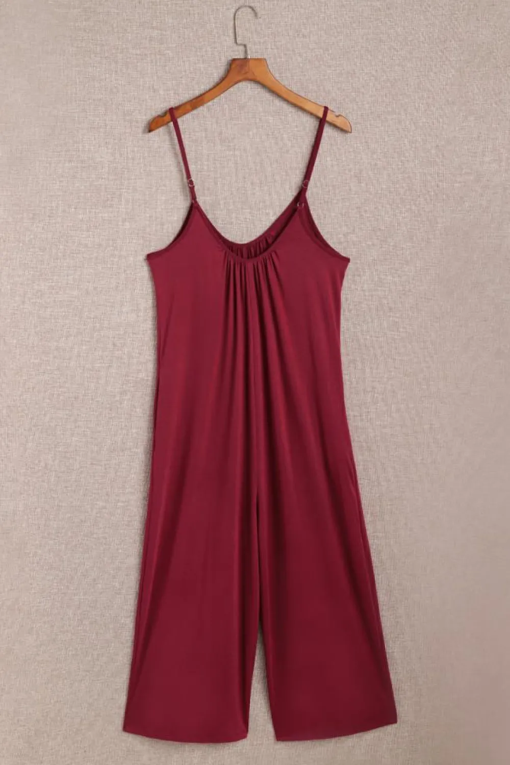 Online Dear-Lover Spaghetti Straps Wide Leg Pocketed Jumpsuits Fiery Red