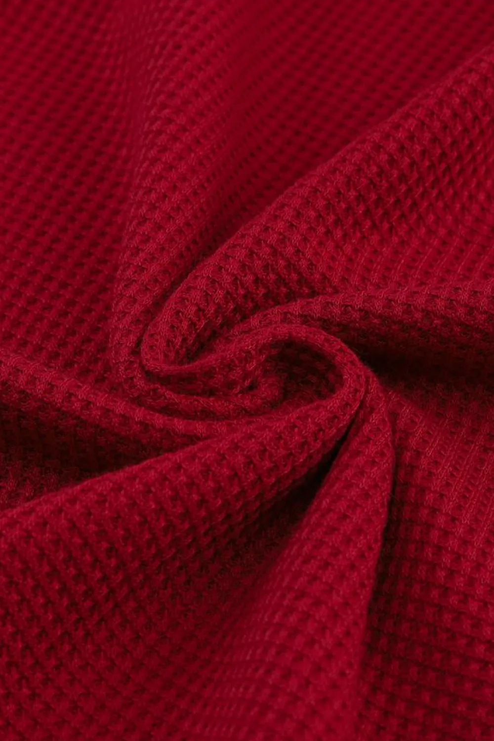 New Dear-Lover Textured Round Neck Long Sleeve Top Fiery Red