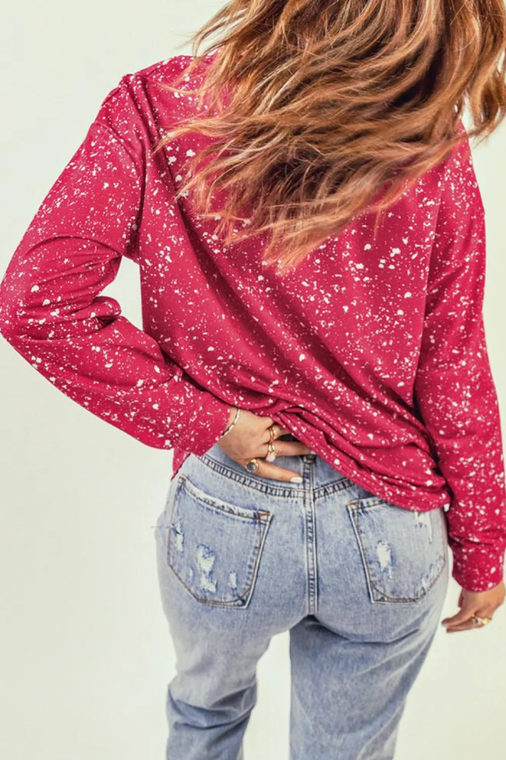 Sale Dear-Lover Tie-dyed Crew Neck Pullover Sweatshirt Fiery Red