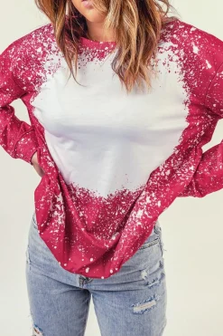 Sale Dear-Lover Tie-dyed Crew Neck Pullover Sweatshirt Fiery Red