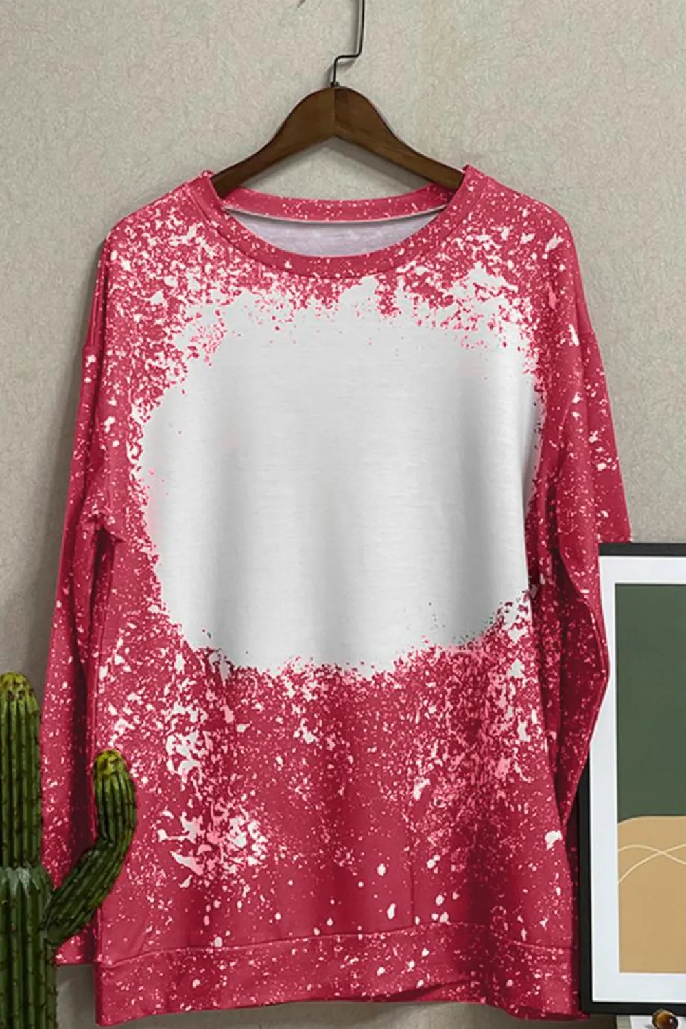 Sale Dear-Lover Tie-dyed Crew Neck Pullover Sweatshirt Fiery Red