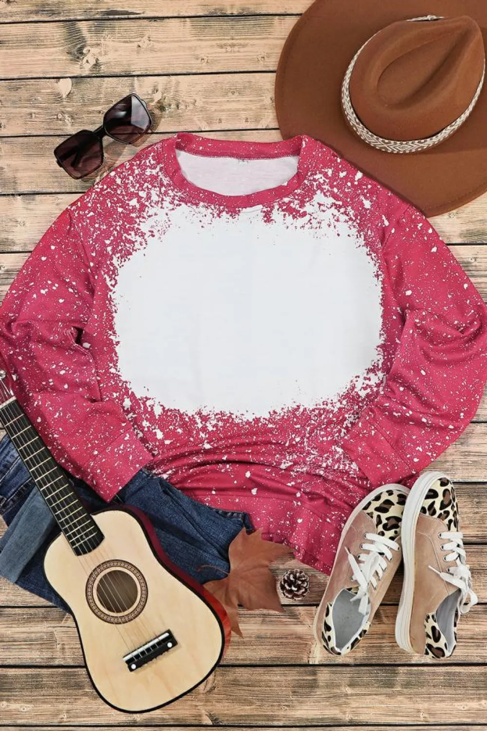 Sale Dear-Lover Tie-dyed Crew Neck Pullover Sweatshirt Fiery Red