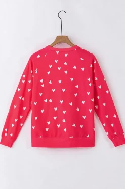 Best Dear-Lover Valentines Heart Print Pants Set Fiery Red