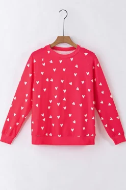 Best Dear-Lover Valentines Heart Print Pants Set Fiery Red