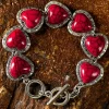 Fashion Dear-Lover Western Heart Decor Alloy Bracelet Fiery Red