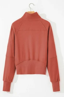 Clearance Dear-Lover Fleece Lined Zip Up Stand Collar Thumbhole Sleeve Sweatshirt Flamingo