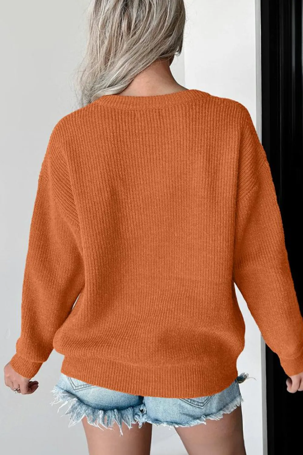 Discount Dear-Lover Hello Pumpkin Graphic Sweater Flamingo
