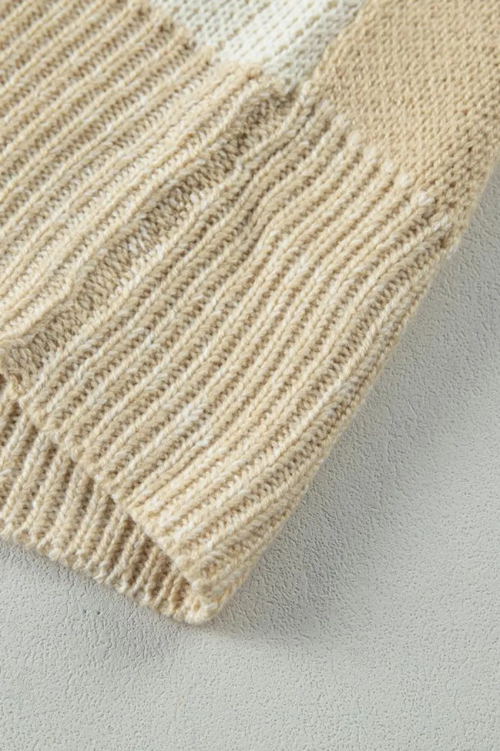 Sale Dear-Lover Flaxen Checkered Print Drop Shoulder Sweater Light French Beige