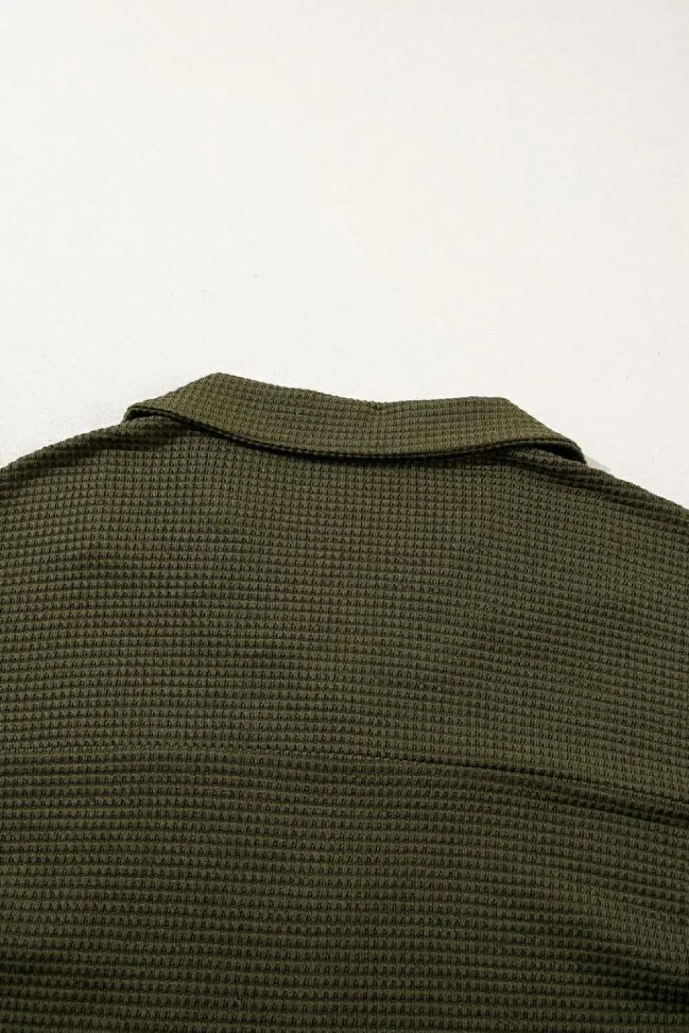 Online Dear-Lover Solid Color Textured Buttoned Shirt and Casual Pants Set Four Leaf Clover