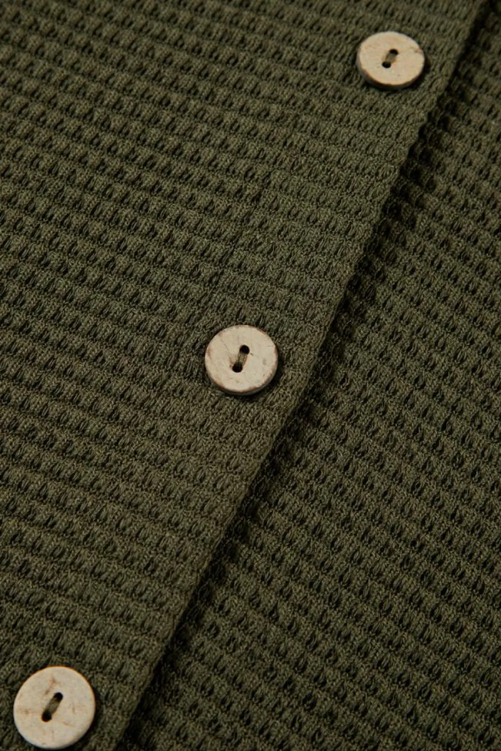 Online Dear-Lover Solid Color Textured Buttoned Shirt and Casual Pants Set Four Leaf Clover