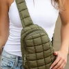 Hot Dear-Lover Zipper Quilted Puffer Crossbody Bag Four Leaf Clover