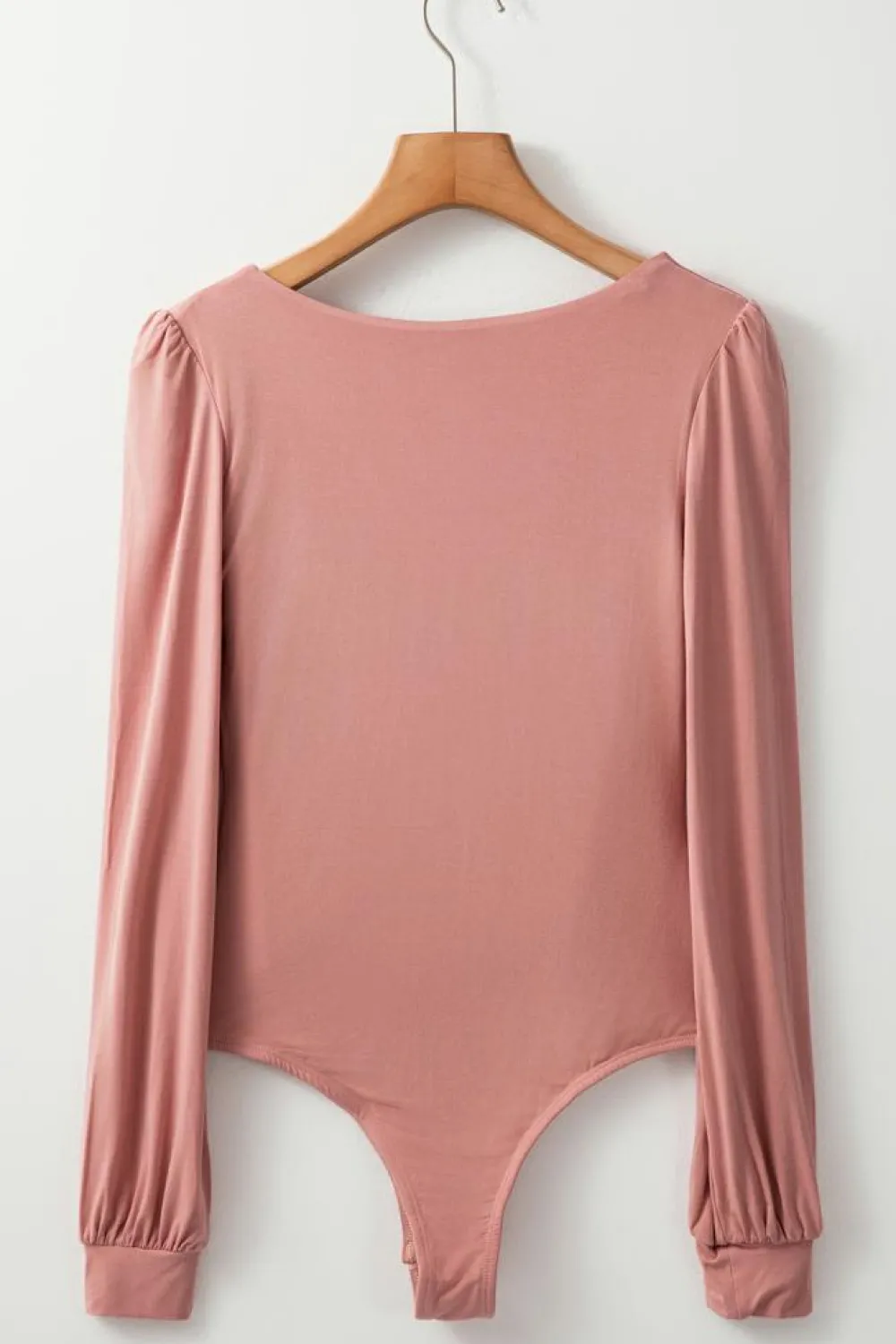 Clearance Dear-Lover Plain V neck Long Sleeve Casual Bodysuit Fushia