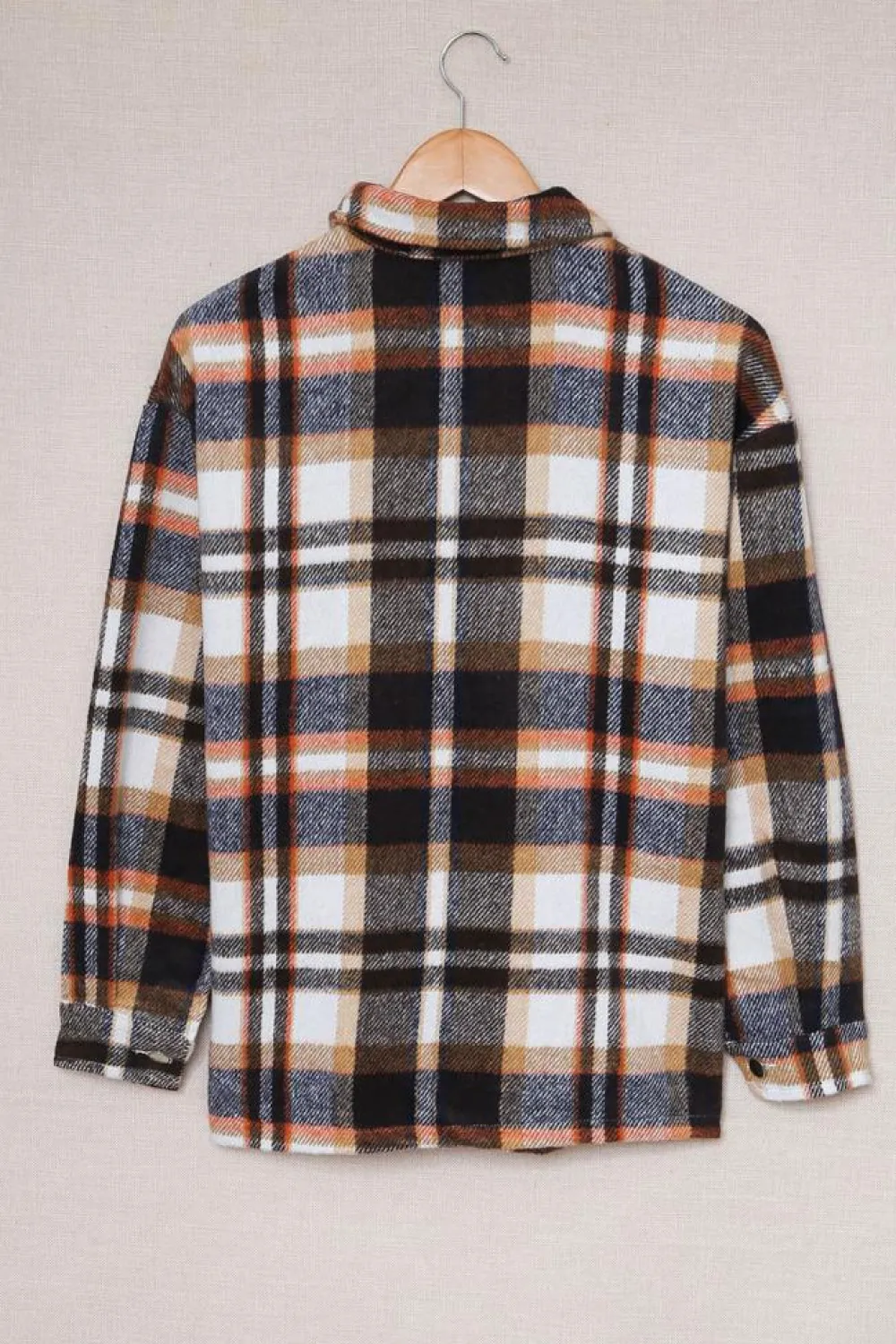 Discount Dear-Lover Geometric Plaid Print Pocketed Shacket Blue
