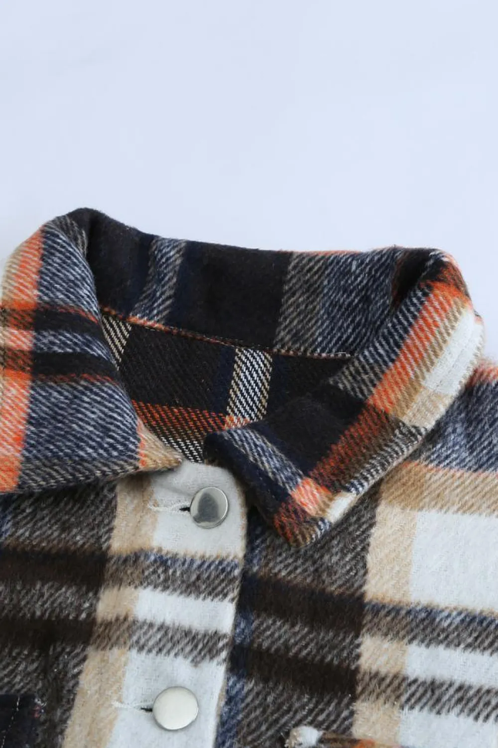 Discount Dear-Lover Geometric Plaid Print Pocketed Shacket Blue
