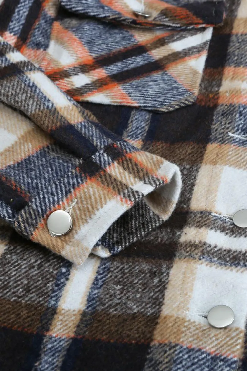Discount Dear-Lover Geometric Plaid Print Pocketed Shacket Blue