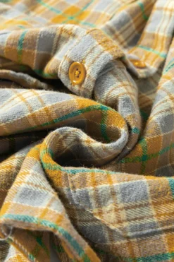 Best Dear-Lover Plaid Embroidery Patch Button-Down Shacket Ginger