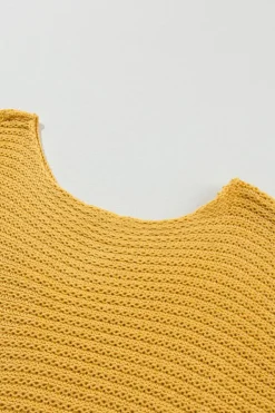 Outlet Dear-Lover Solid Loose Knit Short Dolman Sleeve Sweater Ginger