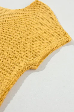 Outlet Dear-Lover Solid Loose Knit Short Dolman Sleeve Sweater Ginger