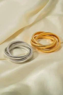 Sale Dear-Lover 3 Layers Plated Chunky Alloy Bangle Gold