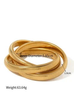 Sale Dear-Lover 3 Layers Plated Chunky Alloy Bangle Gold
