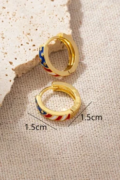 Outlet Dear-Lover American Flag Plated Alloy Hoop Earrings Gold