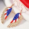 Best Dear-Lover American Flag Wing Shape Plated Alloy Hook Earrings Gold