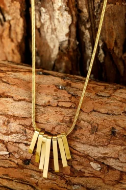 Sale Dear-Lover Asymmetric Bar Pendant Plated Alloy Necklace Gold