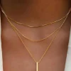 Clearance Dear-Lover Bar Pendant Layered Adjustable Chain Necklace Gold