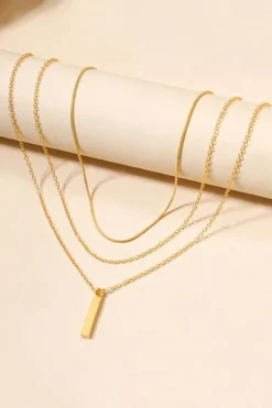 Clearance Dear-Lover Bar Pendant Layered Adjustable Chain Necklace Gold