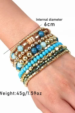 Sale Dear-Lover Boho Beaded Multi Layer Elastic Bracelet Set Gold