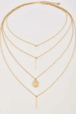 Sale Dear-Lover Boho Multi-layered Star Pendant Plated Necklace Gold
