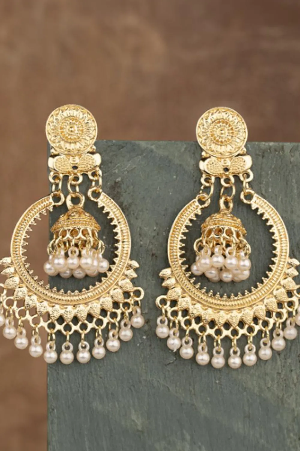 Best Dear-Lover Boho Pearl Tasseled Plated Alloy Dangle Earrings Gold