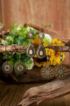 Hot Dear-Lover Boho Retro Hollow Dangle Earrings Set Gold