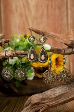 Hot Dear-Lover Boho Retro Hollow Dangle Earrings Set Gold