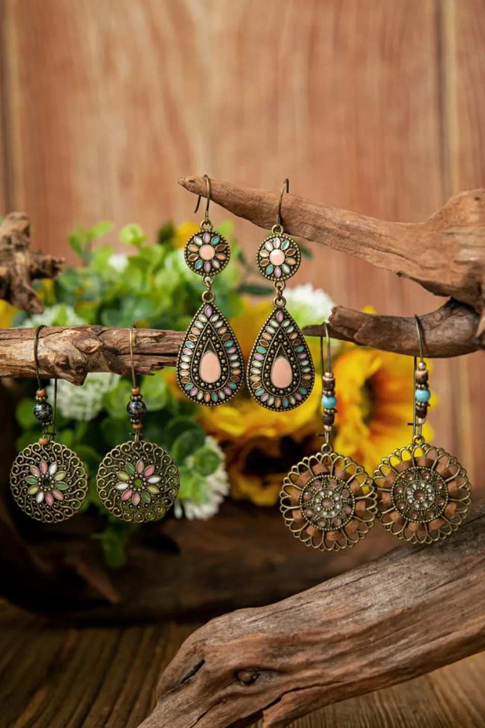 Hot Dear-Lover Boho Retro Hollow Dangle Earrings Set Gold
