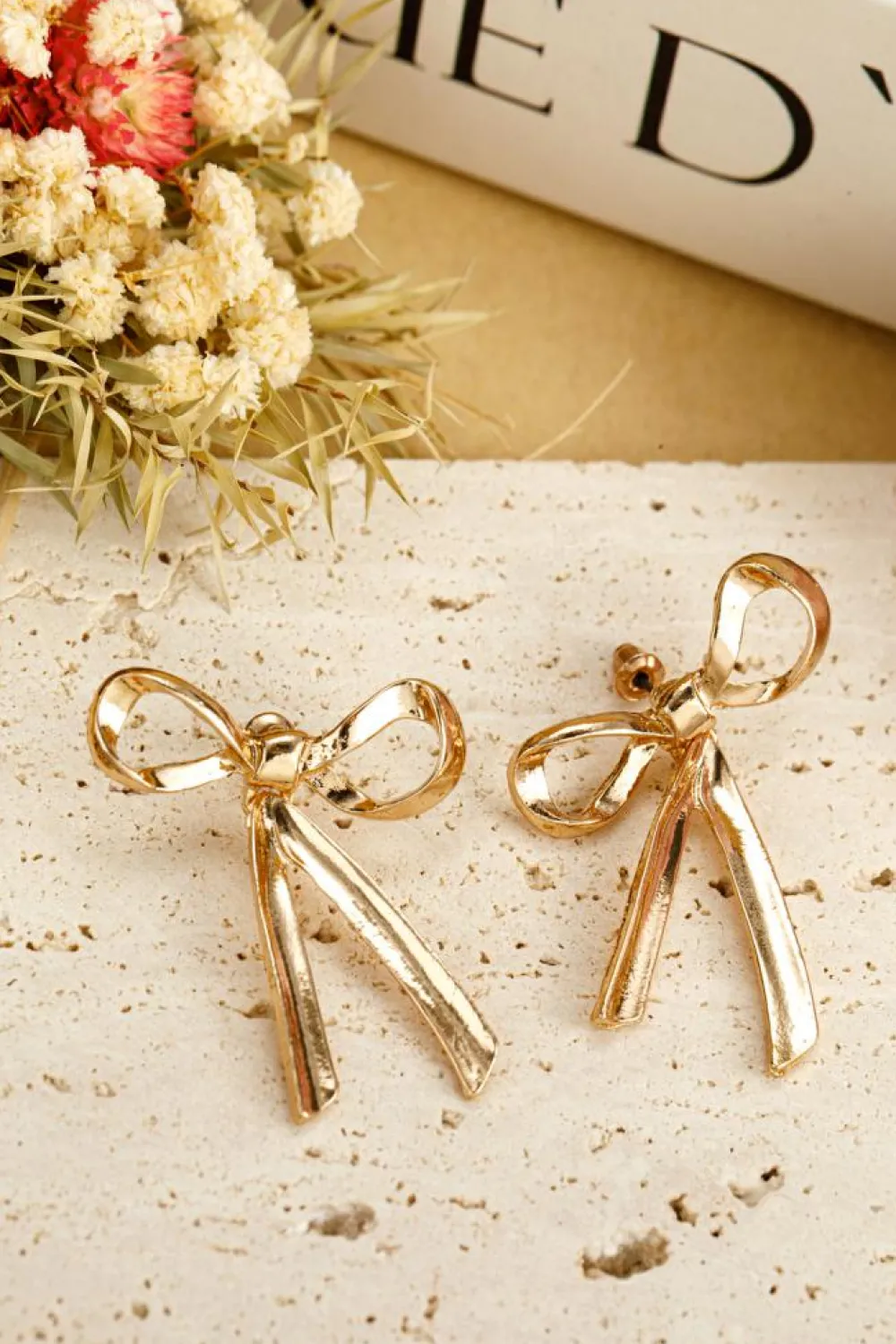Best Dear-Lover Bow Knot Plated Alloy Stud Earrings Gold