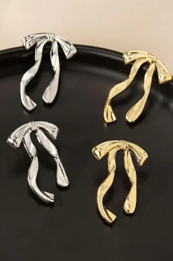 Discount Dear-Lover Bow Knot Plated Alloy Stud Earrings Gold