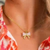 New Dear-Lover Bow Knot Rhinestone Plated Choker Necklace Gold