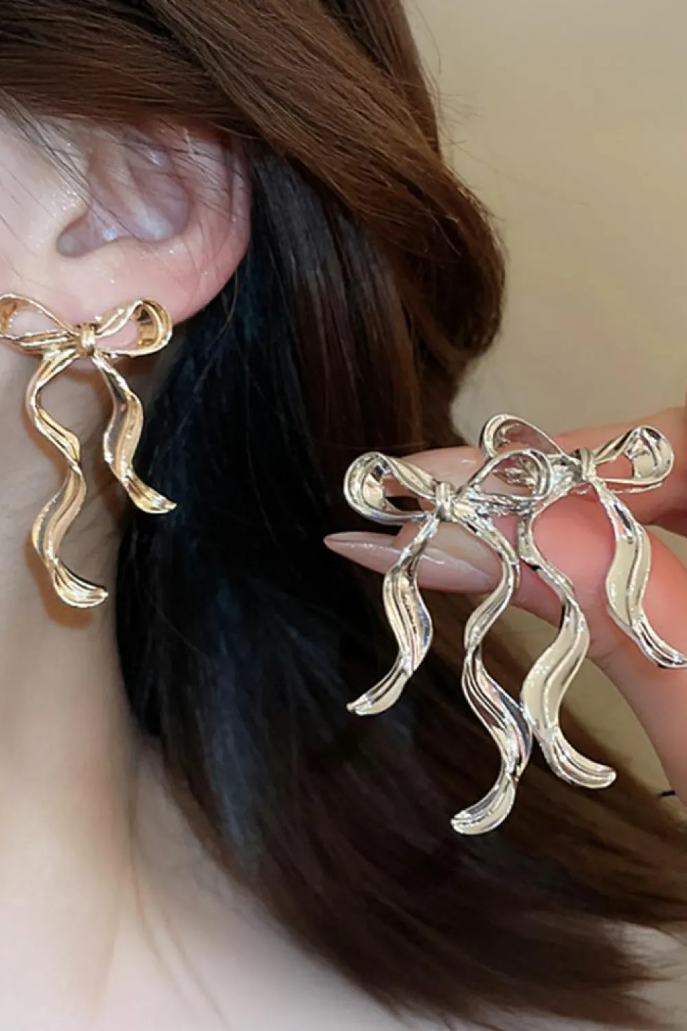 Best Dear-Lover Bow Knot Shape Plated Alloy Stud Earrings Gold