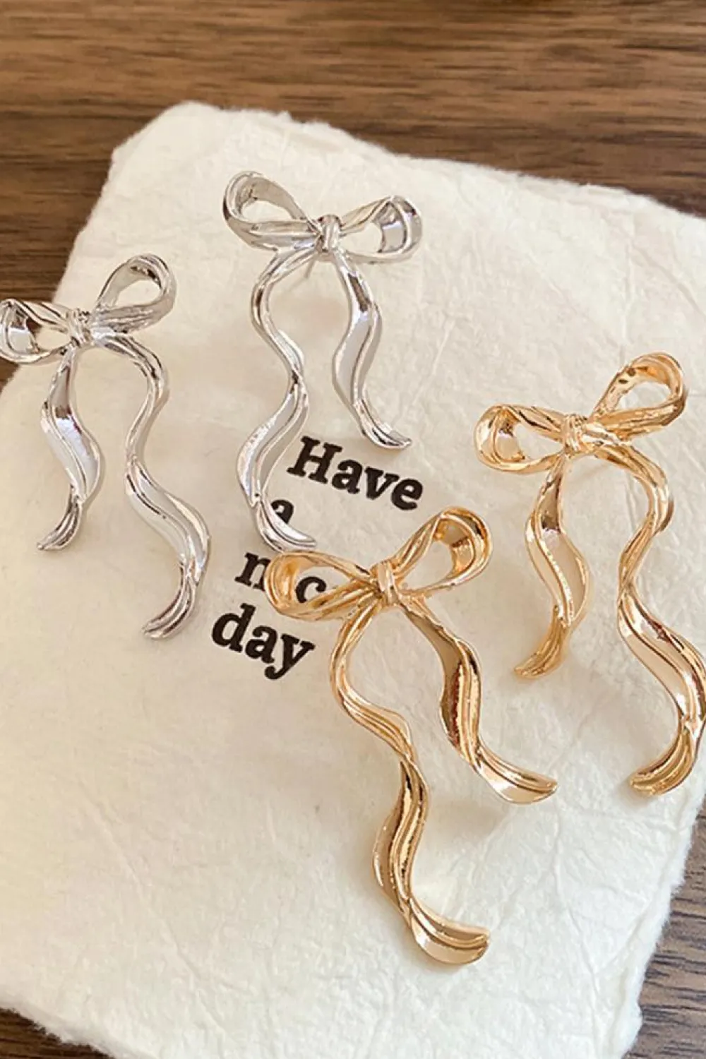 Best Dear-Lover Bow Knot Shape Plated Alloy Stud Earrings Gold