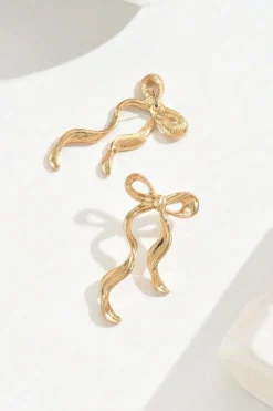 Best Dear-Lover Bow Knot Shape Plated Alloy Stud Earrings Gold