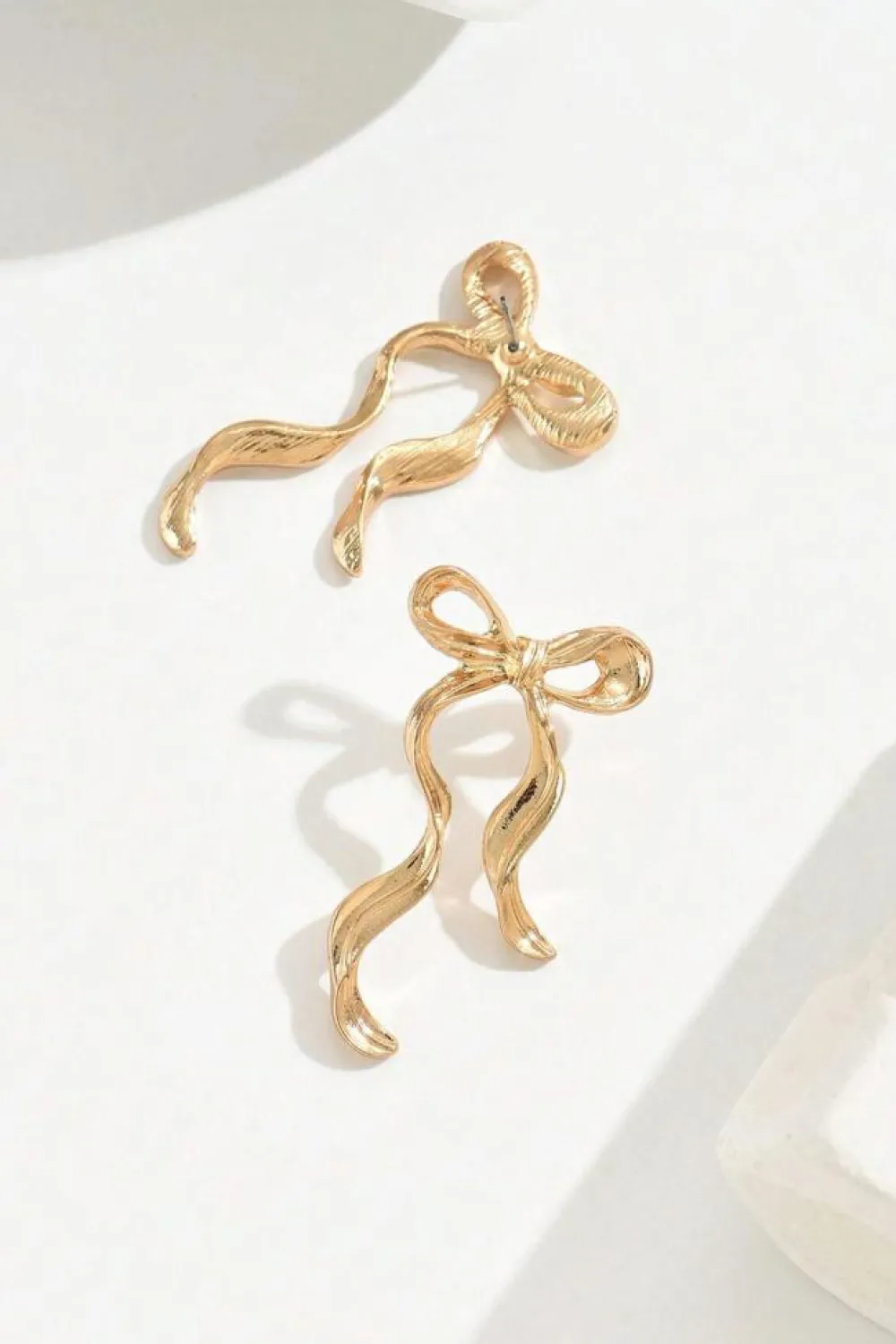 Best Dear-Lover Bow Knot Shape Plated Alloy Stud Earrings Gold