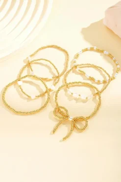Outlet Dear-Lover Bow Knot Star Heart Beaded Multi Layer Bracelet Gold