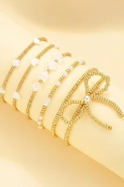 Outlet Dear-Lover Bow Knot Star Heart Beaded Multi Layer Bracelet Gold