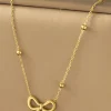 Hot Dear-Lover Bowknot Pendant Plated Choker Necklace Gold