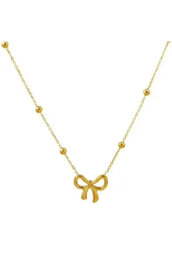 Hot Dear-Lover Bowknot Pendant Plated Choker Necklace Gold