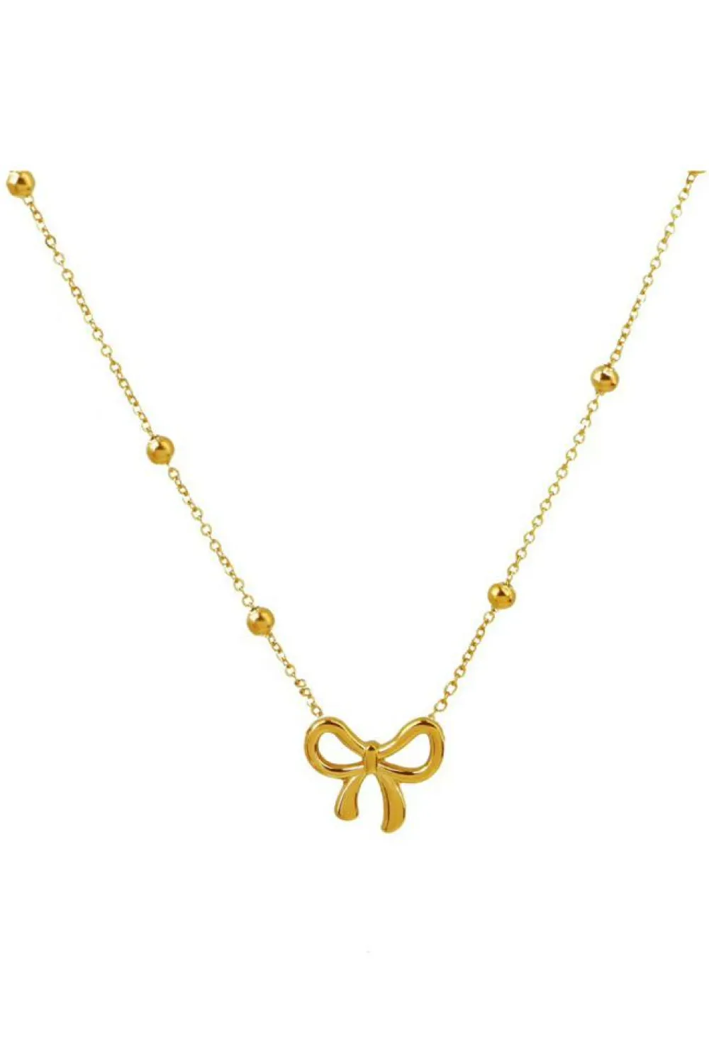 Hot Dear-Lover Bowknot Pendant Plated Choker Necklace Gold