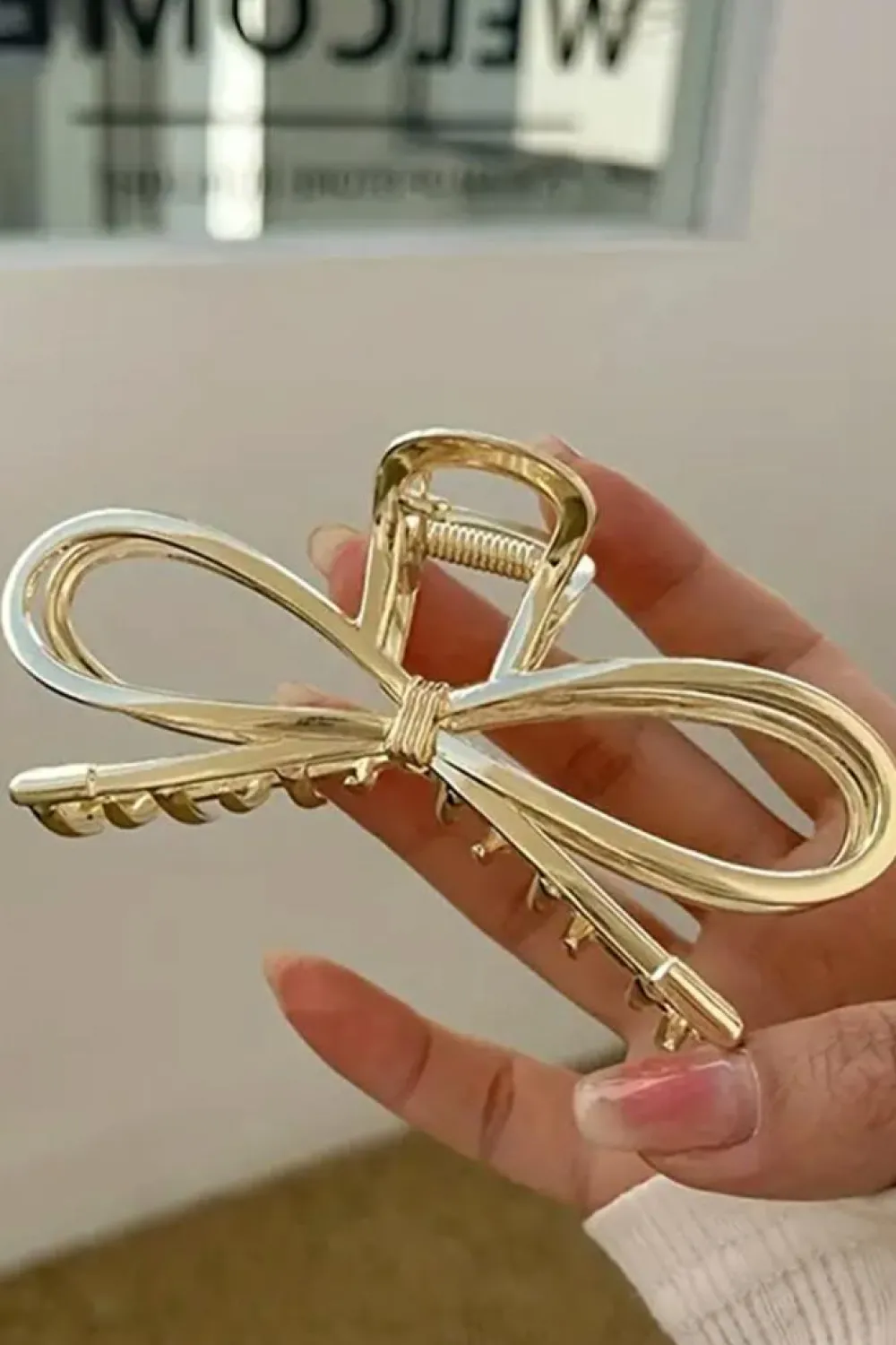Discount Dear-Lover Bowknot Shape Claw Clip Gold