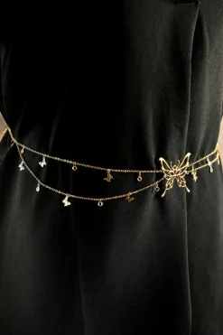 Outlet Dear-Lover Butterfly Decor Tassel Plate Alloy Layered Waist Chain Gold