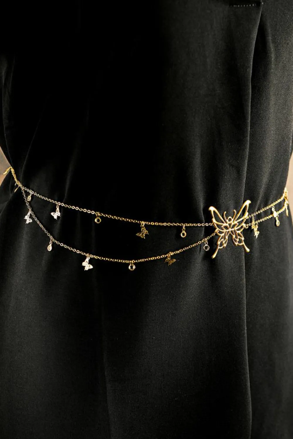 Outlet Dear-Lover Butterfly Decor Tassel Plate Alloy Layered Waist Chain Gold